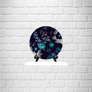 Dark Blue and Turquoise Floral Decoupage Paper 薄葉紙