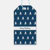 Dark Blue and White Christmas Tree Design ギフトタグ (正面)