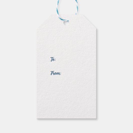 Dark Blue and White Christmas Tree Design ギフトタグ (裏面)