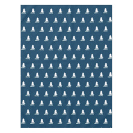Dark Blue and White Christmas Tree Design テーブルクロス