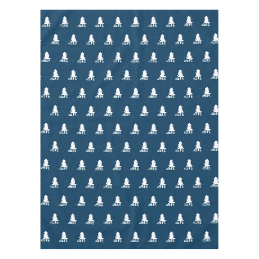 Dark Blue and White Christmas Tree Design テーブルクロス (正面)
