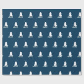 Dark Blue and White Christmas Tree Design ラッピングペーパー (フラット)