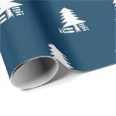 Dark Blue and White Christmas Tree Design ラッピングペーパー (ロールコーナー)