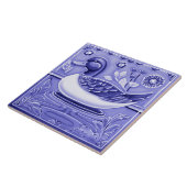Dark Blue and White Duck European Folk Animal Art タイル (側面)