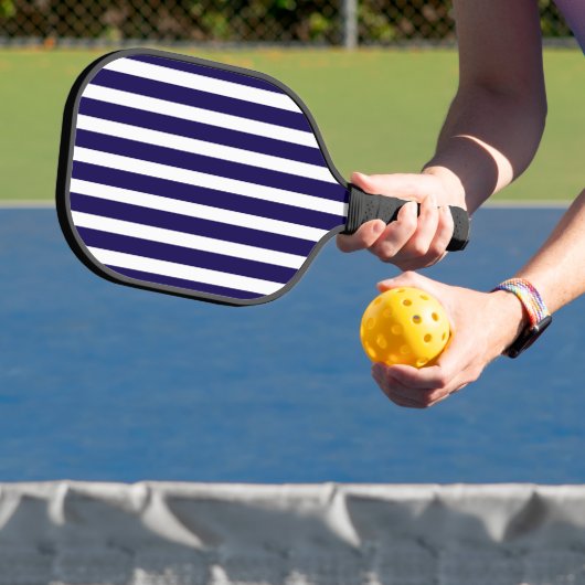 Dark Blue and White Striped Pickleball Paddle ピックルボールラケット (インサイチュ)