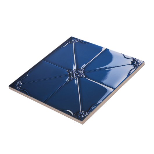 Dark Blue Art Deco  Ceramic Tile タイル (側面)