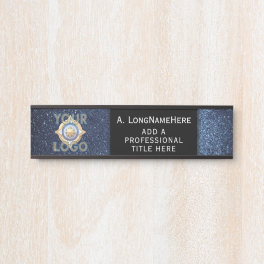 Dark Blue Black Tech ITセキュリティ名札オフィス サインプレート (正面)