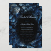 Dark Blue Boho Witch Crystals Black Bridal Shower 招待状 (正面/裏面)