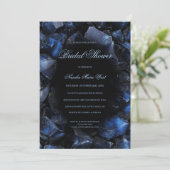 Dark Blue Boho Witch Crystals Black Bridal Shower 招待状 (スタンド正面)