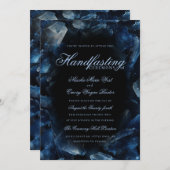 Dark Blue Boho Witch Crystals Black Handfasting 招待状 (正面/裏面)