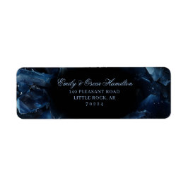 Dark Blue Boho Witch Crystals Black Return Address ラベル