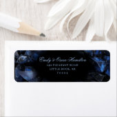 Dark Blue Boho Witch Crystals Black Return Address ラベル (インサイチュ)