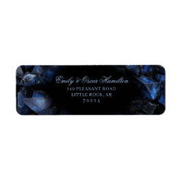 Dark Blue Boho Witch Crystals Black Return Address ラベル