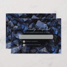 Dark Blue Boho Witch Crystals Black Wedding 出欠カード