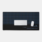 Dark Blue Buffalo Check Monogrammed For Him デスクマット (キーボード&マウス)