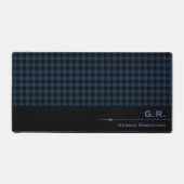 Dark Blue Buffalo Check Monogrammed For Him デスクマット (正面)
