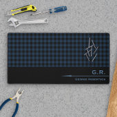 Dark Blue Buffalo Check Monogrammed For Him デスクマット