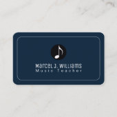 Dark Blue Business Cards With Music Note 名刺 (正面)