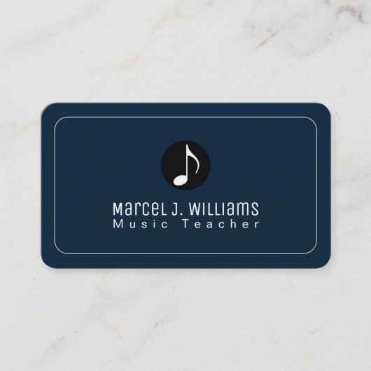 Dark Blue Business Cards With Music Note 名刺 (正面)