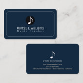 Dark Blue Business Cards With Music Note 名刺 (正面/裏面)