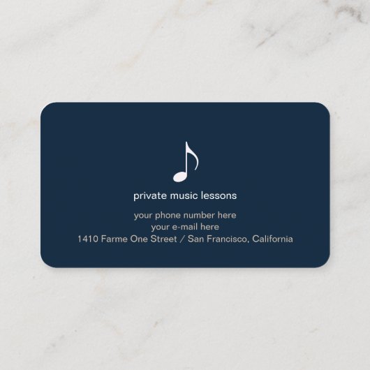 Dark Blue Business Cards With Music Note 名刺 (裏面)