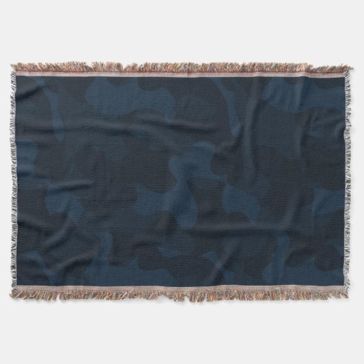Dark Blue Camo Abstract スローブランケット (正面)