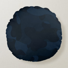 Dark Blue Camo Abstract ラウンドクッション