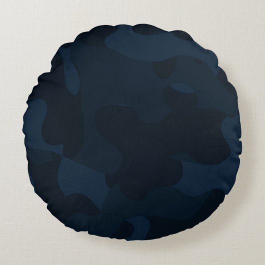 Dark Blue Camo Abstract ラウンドクッション (正面)