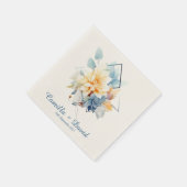 Dark Blue Cub-Flower: Personalized Wedding Napkins スタンダードカクテルナプキン (角)