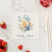 Dark Blue Cub-Flower: Personalized Wedding Napkins スタンダードカクテルナプキン (インサイチュ)