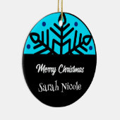 Dark Blue Custom Snowflake Christmas Ornament セラミックオーナメント (右)