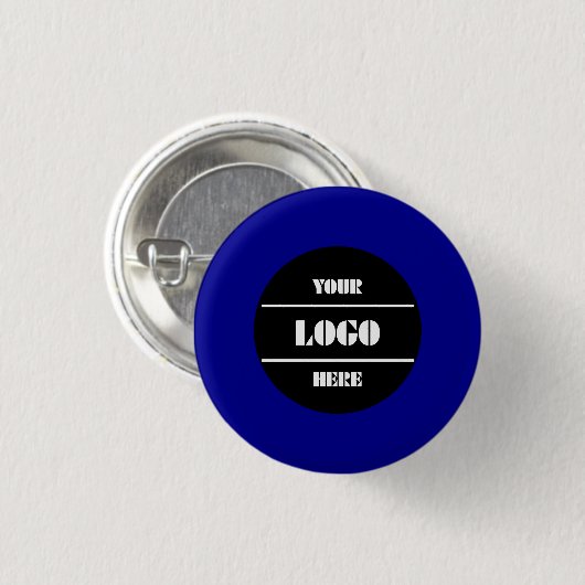 Dark Blue Customizable Solid Round Button Pin 缶バッジ (正面&裏面)