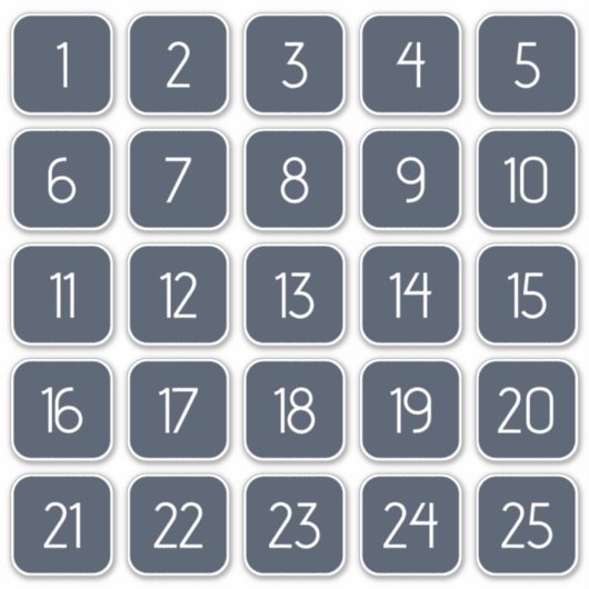Dark Blue Customizable Square Number Stickers  シール (正面)