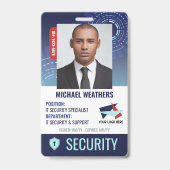 Dark Blue Cyber Security Shield Employee ID バッジ (正面)
