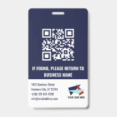 Dark Blue Cyber Security Shield Employee ID バッジ (裏面)