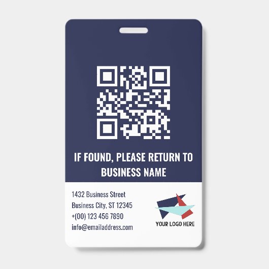 Dark Blue Cyber Security Shield Employee ID バッジ (裏面)