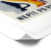 Dark Blue Czechoslovak Matchbox Labels Grid Print ポスター (角)