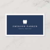 Dark blue dentist tooth logo modern minimalist 名刺 (正面)