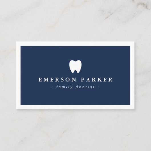 Dark blue dentist tooth logo modern minimalist 名刺 (正面)