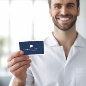 Dark blue dentist tooth logo modern minimalist 名刺