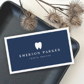 Dark blue dentist tooth logo modern minimalist 名刺