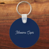 Dark Blue Elegant Casual Own Name Handwriting キーホルダー (正面)