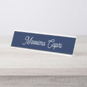 Dark Blue Elegant Casual Own Name Handwriting デスクネームプレート (正面)