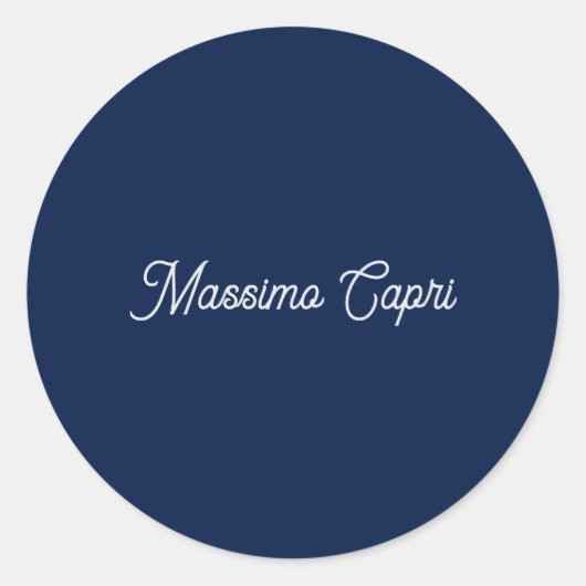 Dark Blue Elegant Casual Own Name Handwriting ラウンドシール (正面)