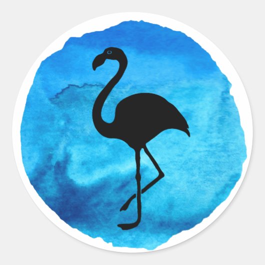 Dark Blue Flamingo ラウンドシール (正面)
