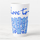 Dark Blue Floral Chunky Text Slogan With Name カフェラテマグ (正面)