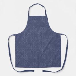 Dark Blue Floral Damask Pattern - Apron エプロン