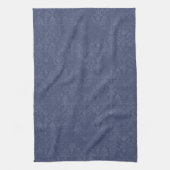 Dark Blue Floral Damask Pattern - Kitchen Towel キッチンタオル (縦)