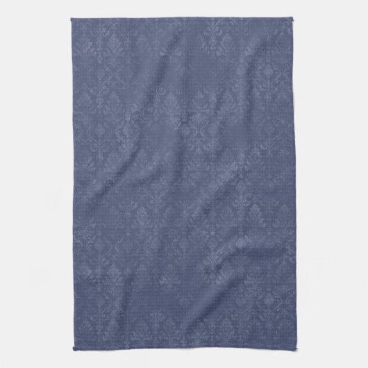 Dark Blue Floral Damask Pattern - Kitchen Towel キッチンタオル (縦)