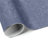 Dark Blue Floral Damask Wrapping Paper Roll ラッピングペーパー (ロールコーナー)